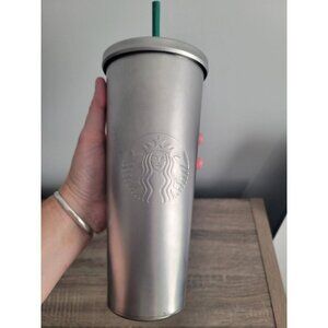 Starbucks 24 Oz Stainless Steel Tumbler Lid Metal Straw